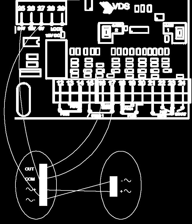 Esquema de conexión de las foto-células emisor receptor. Antes de iniciar la instalación, asegúrese de la desconexión de la red eléctrica. OUT: borne 16 de la placa.