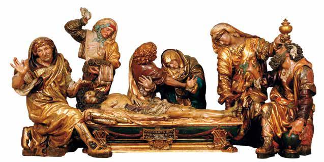 A la izquierda, José de Arimatea y María Salomé le han quitado la corona de espinas de la cabeza a Jesucristo y nos muestran una espina para