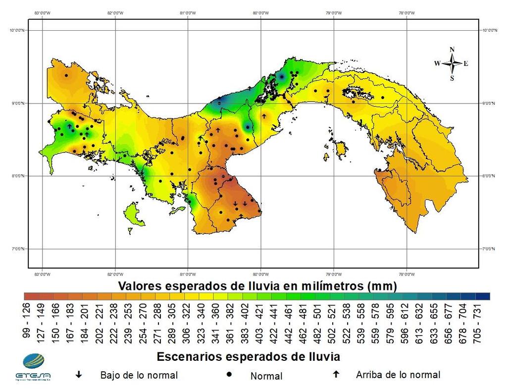 EMPRESA DE TRANSMISIÓN ELÉCTRICA, S. A. DIRECCIÓN DE HIDROMETEOROLOGÍA GERENCIA DE INVESTIGACIÓN Y APLICACIONES CLIMÁTICAS Pronóstico mensual de lluvia en Panamá para noviembre de 2017 Mapa 1.