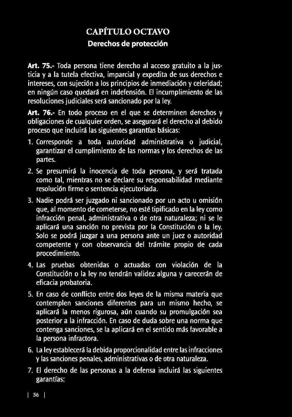 CAPÍTULO OCTAVO Derechos de protección Art. 75.