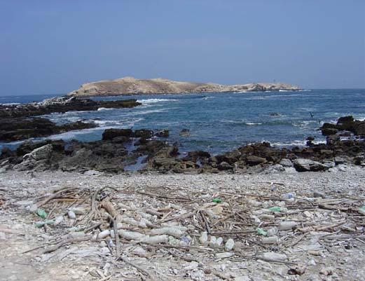 ACUMULACIÓN DE BASURA En las playas ubicadas en el lado oeste de la isla Cachimbo y en la playa el Horno de la isla Independencia, es común encontrar restos de desperdicios inorgánicos como botellas
