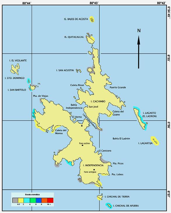Según de la Cruz et al. (2002), en el mes de Mayo de 2002, las concentraciones más importantes de percebes Pollicipes elegans, se localizaron en los islotes Chichal de Afuera, San Bartolo y Lagarto.