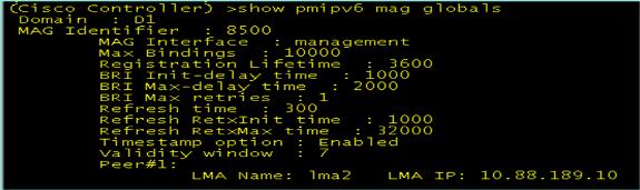 MAG WLC directo disponible CLI de los comandos show PMIPv6 comandos show: el mag del >show (WiSM-slot6-1) - los atascamientos PMIPv6 este comando se utiliza para marcar los atascamientos de