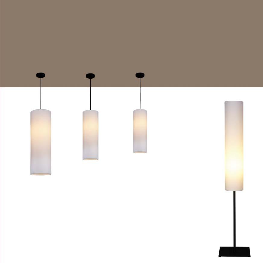 Pantallas opcionales: Lino, Perla, Screen, Net. (variación de precio) Black finish with Cotonet White lampshade. Standard finish.