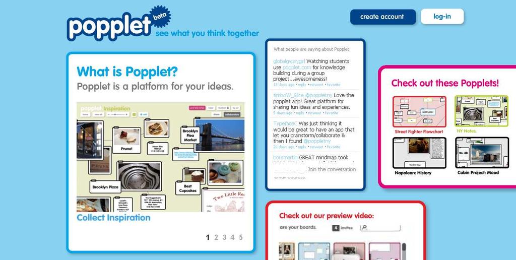 Qué es Popplet? Popplet es otra herramienta web 2.0 que permite crear mapas conceptuales interactivos.