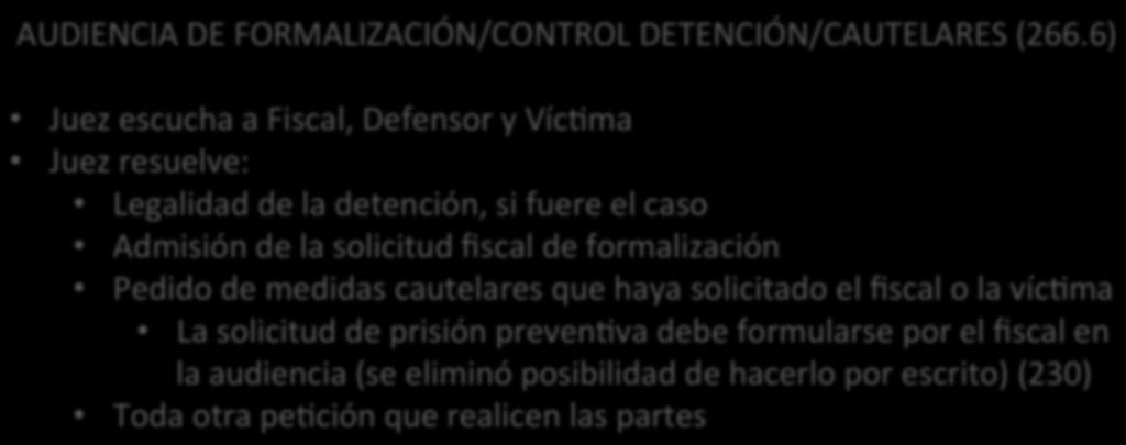 AUDIENCIA DE FORMALIZACIÓN/CONTROL DETENCIÓN/CAUTELARES (266.