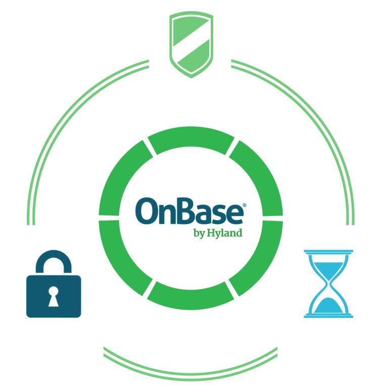 Almacena, protege y elimina contenido de forma segura. OnBase asegura sus datos mediante una potente encriptación, bajo el cumplimiento de normas como PCI y DSS.