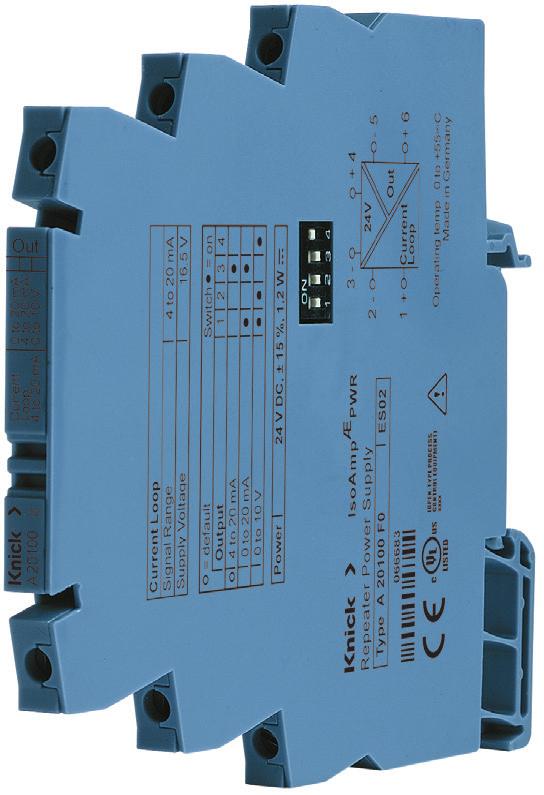 Amplificador separador de alimentación Amplificador separador de alimentación en una carcasa de 6 mm con conmutación calibrada de las señales de salida, con transmisión HART y con separación de
