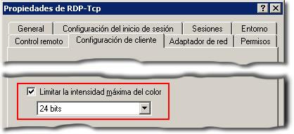 Configuración previa en Windows 2003, Continuación Configurar el color Enseguida deberás configurar el color.
