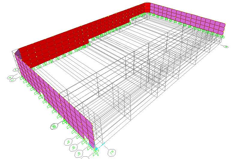 MODELO 3D Con el propósito de estudiar el comportamiento del conjunto estructural se hace un modelo 3D con un programa de elementos finitos SAP2000 v14.