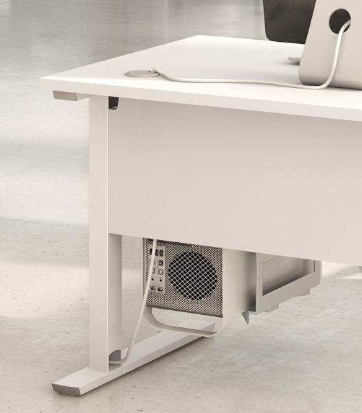 Permite el paso del cableado desde la superficie de la mesa hasta la bandeja de electrificación ubicada en el interior de la