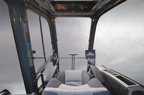 Amplia Cabina con Excelente Visibilidad La cabina recientemente diseñada fue concebida para contar con más espacio, un amplio campo de visión y confort para el operador.