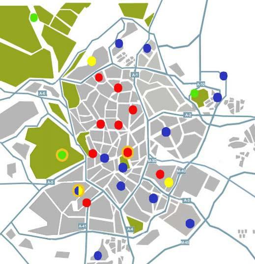 Tipos de estación: Suburbana Tráfico Urbana de fondo Red IME (Indicador medio de exposición PM2,5) Estaciones completas (super-sites) Puntos de