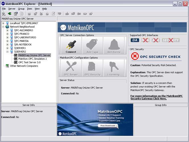 zip El MatrikonOPC Explorer, luego de instalado, se inicia desde Inicio->Todos los programas-