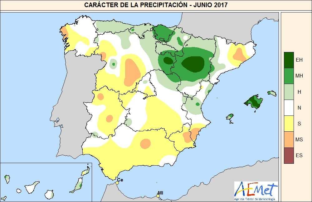 Las temperaturas más elevadas del mes en observatorios principales correspondieron al observatorio de Córdoba que alcanzó los 44,5º C el día 16, seguido de Sevilla/aeropuerto que ese mismo día
