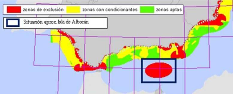 marítimo-terrestre que reúnen condiciones favorables para la ubicación de instalaciones eólicas marinas.