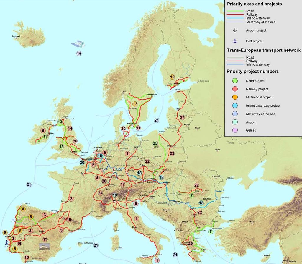 PROJECTES PRIORITARIS A LA UE Els projectes parcials desenvolupats per aquest corredor tracten