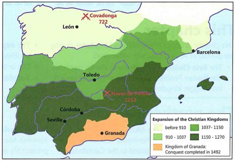 2. Expansión de los Reinos Cristianos Los Reinos Cristianos, que se consideraban a sí mismos herederos de los reyes Visigodos, intentaron siempre expandir sus reinos hacia el sur de la Península.