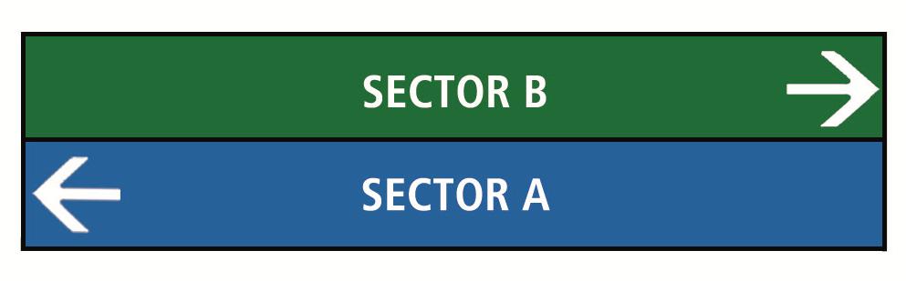 SECTOR A / SECTOR B Esta señal se encuentra dentro de las señales direccionales, ya que está indicando la dirección de los distintos sectores del tercer