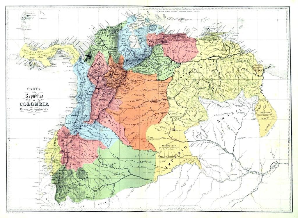 1824: Mapa de la República de Colombia.