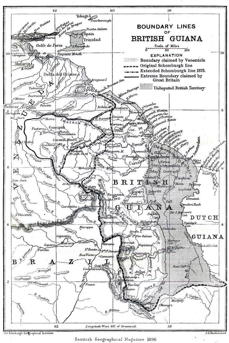1896: Mapa inglés previo al Laudo de París.