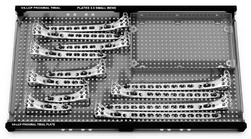 Juegos Placas 01.127.001 Placas VA-LCP 3.5 para tibia proximal (acero), en bandeja modular, sistema Vario Case 68.127.001 Vario Case para placas VA-LCP 3.