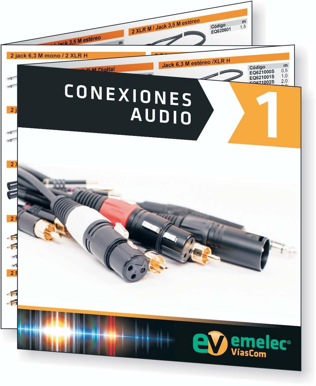 Conexiones Audio Conexiones de Audio Profesional serie Premium con cables Emelec VíasCom de uso profesional y conectores metálicos.