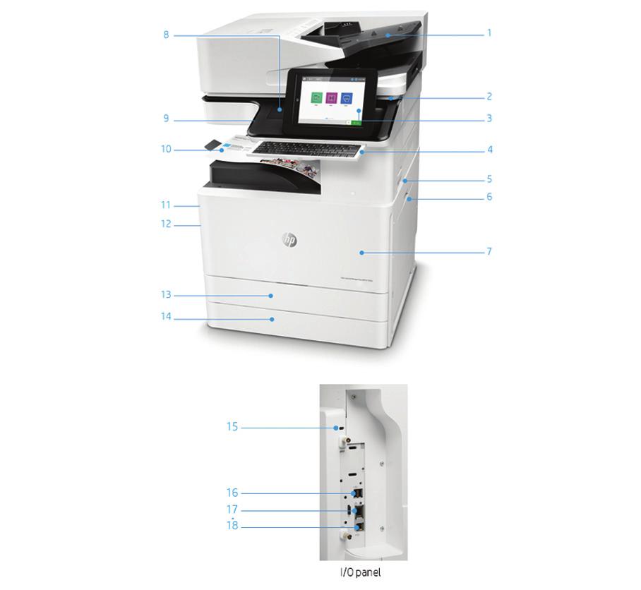Hoja de datos Colour LaserJet Managed E77822, E77825, E77830 Descripción del producto Se muestra la impresora multifunción HP Colour LaserJet Managed Flow E77830z 1.