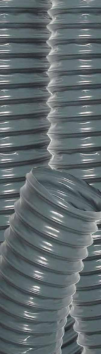 57 RYLFLEX BETA Aplicaciones: Aspiración de fibras (industria textil). Succión de aire, humos y polvo. Material: PVC. con espiral de alambre. Espesor 0,4 mm. Color gris. Longitud rollos: 10 y 15mts.
