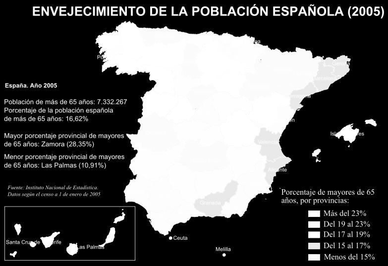 La estructura de la población española La estructura por sexo y edad En cuanto a la edad de la población, hay diferencias territoriales: Las comunidades con mayor porcentaje de jóvenes son las que