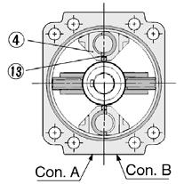 Serie CRB1 Construcción Estándar (Las chavetas que aparecen en las siguientes imágenes muestran la posición intermedia de giro.