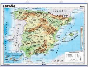 MAPAS MURALES 553 04912 Mapa mural España físico/político Mapa mural plastificado, rotulable y de acabado mate que evita los reflejos. Impreso a todo color.