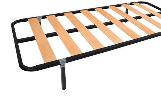 A base with wooden slats, made of beech, which sit within the metal frame. The natural bounce in the slats means that they will adjust to your profile where you exert the most pressure.
