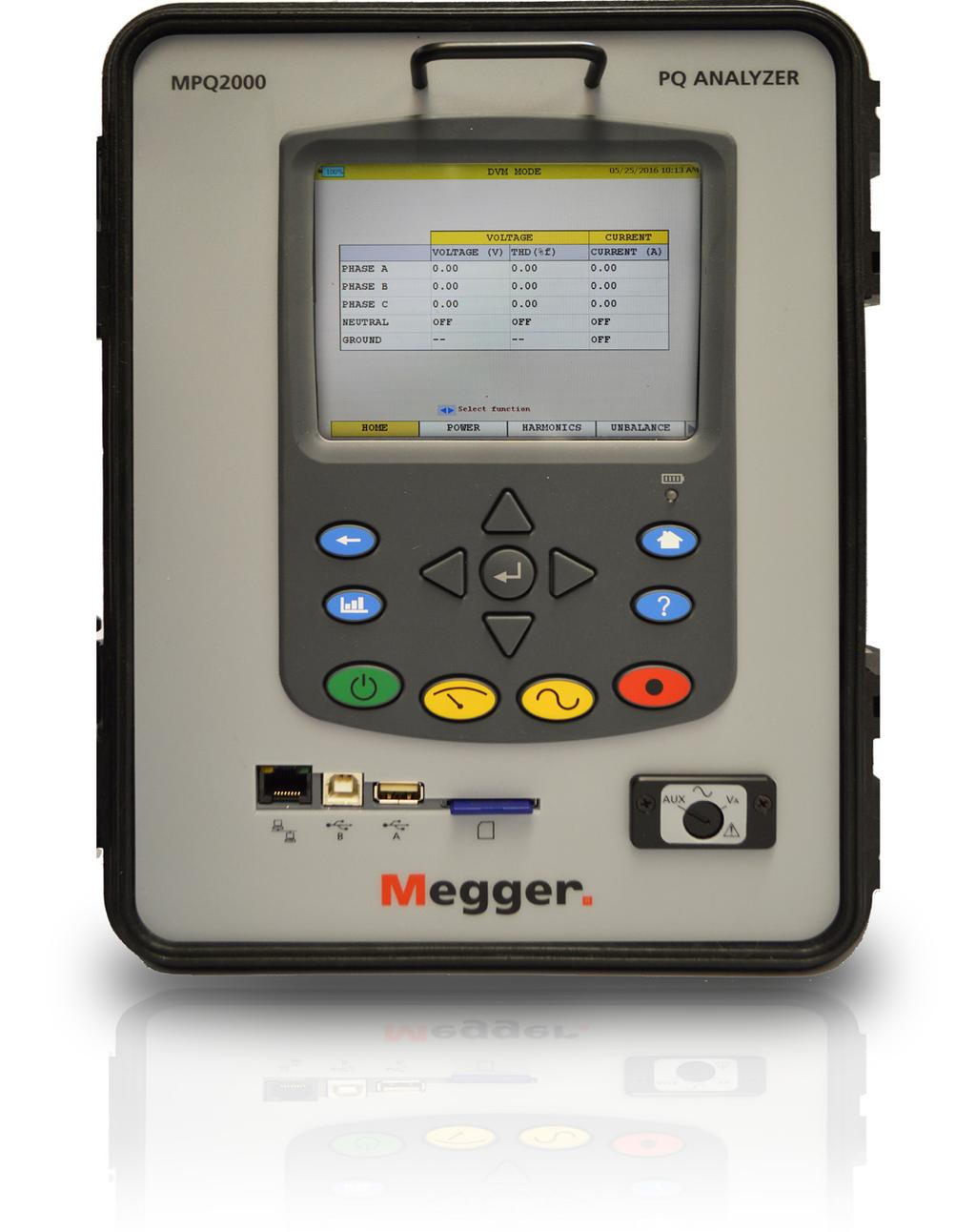 MPQ2000 El Aalizador portátil de calidad de la eergía MPQ2000 de Megger, co su más reciete software y fucioes mejoradas, respode a las ormas iteracioales de calidad y sumiistro de eergía IEC61000,