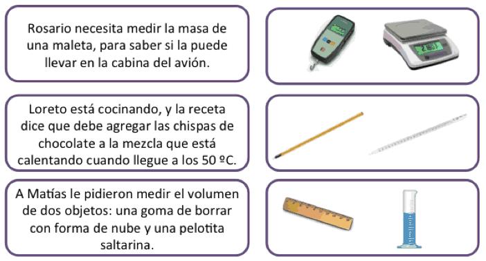 Tarea para el hogar 4º básico Nombre: Curso: Identificar los instrumentos y unidades de medida para medir volumen, masa y temperatura 1.