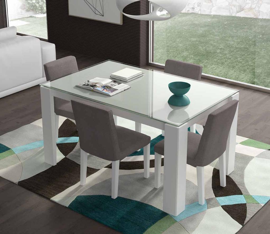 Finish: Finish: Blanco matt lacquered. Раздвижной обеденный стол со стеклянной поверхностью. Отделка: Лак banco mate ref.