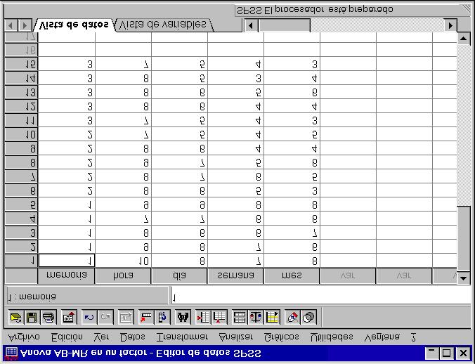 Capítulo La figura.9 muestra el aspecto del Editor de datos después de introducir en él los datos de la tabla.