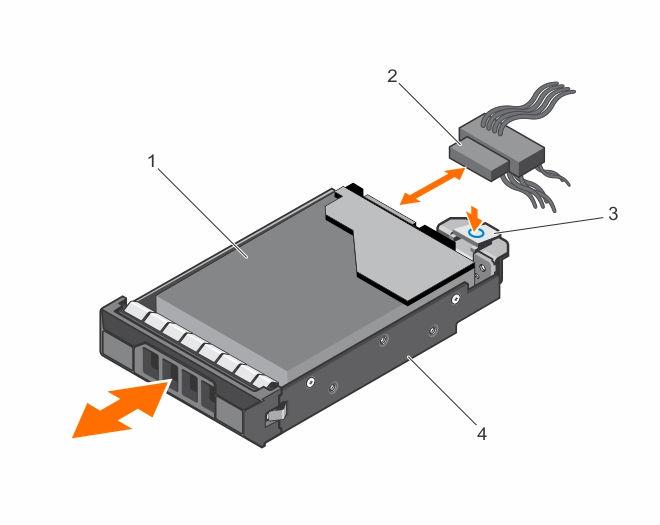 Extracción de un portaunidades de disco duro cableado de 3.5 pulgadas Requisitos previos PRECAUCIÓN: Muchas de las reparaciones deben ser realizadas únicamente por un técnico de servicio autorizado.
