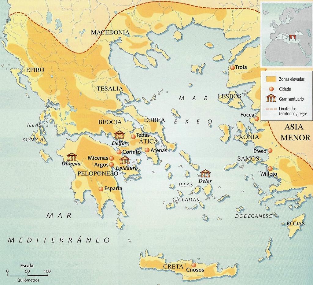 A civilización grega desenvolveuse entre os séculos VIII e I a.c., xurdiu ao sur da Península Balcánica, nas costas e illas do mar... e nas costas de Asia Menor, na actual.