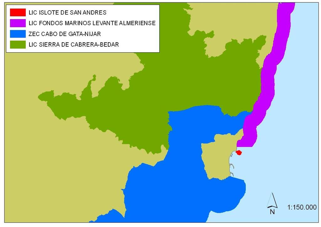 Figura 3. Localización de los LIC de los alrededores del LIC Islote de San Andrés - 6.2.