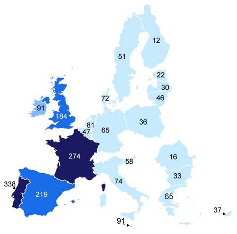 Gestión de especies por países de la UE El número de especies explotadas declaradas por los Estados Miembros resulta muy heterogéneo 11.