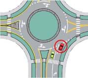 Puede el vehículo marcado con un círculo virar a la izquierda?