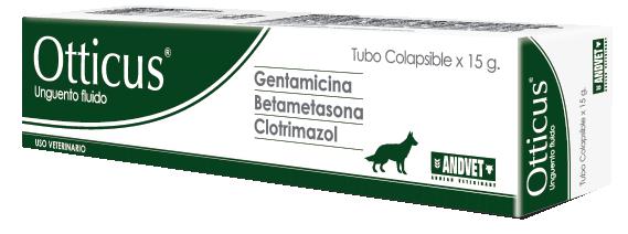 OTTICUS UNGÜENTO FLUIDO Reg. ICA 6977-MV COMPOSICIÓN GARANTIZADA: Cada g de OTTICUS contiene: Gentamicina Base 3 mg Betametasona.