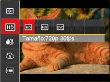 Calidad de vídeo Establezca la resolución de la imagen utilizada durante la grabación de vídeo. * El máximo tiempo de grabación es de 29 minutos continuos.