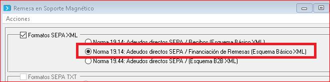 por lo que se deben utilizar los formatos SEPA XML disponibles. Consulte con su Banco las condiciones de uso para el formato de Financiación de Remesas.