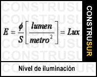 2) Nivel de iluminación El nivel de iluminación o iluminancia se define como el flujo luminoso incidente por unidad de superficie.