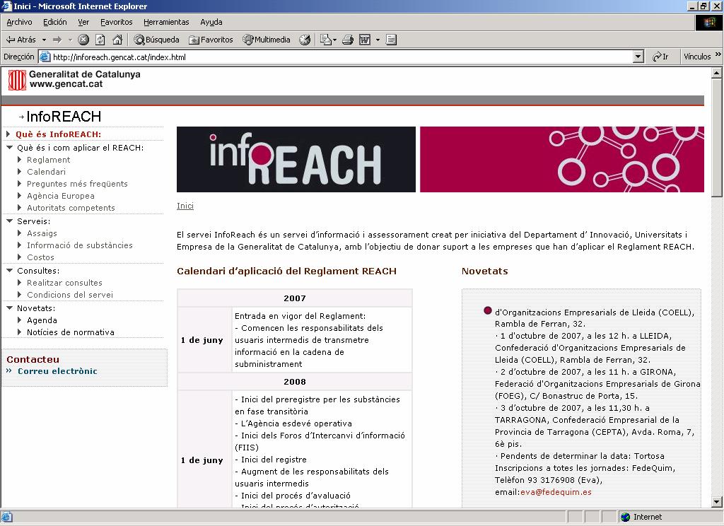El portal InfoREACH: Información asimilable Guías breves Esquemas Calendario