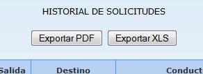 Una vez que observamos todos los registros dentro de la tabla tenemos la opción de exportar la misma a formato PDF o XLS con los botones que se encuentran en la parte superior.