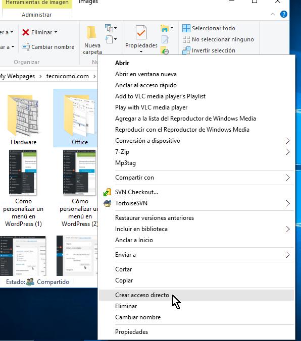 Imagen #2 Al hacerlo Windows 10 procederá a crear el acceso directo en ese mismo directorio donde te