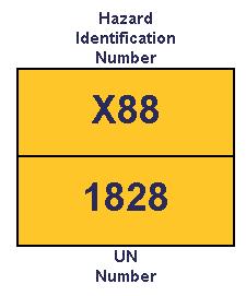 Códigos de identificación de riesgos, conocidos como los Números de Riesgo (Código Kemler) en las regulaciones Europeas y Sudamericanas, se pueden hallar en la mitad